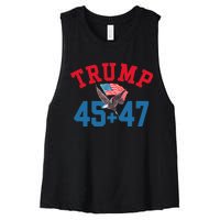 Patriotic Trump Won 45 And 47 Victory Winner Trump Wins Women's Racerback Cropped Tank