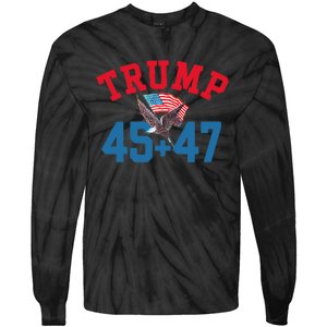 Patriotic Trump Won 45 And 47 Victory Winner Trump Wins Tie-Dye Long Sleeve Shirt