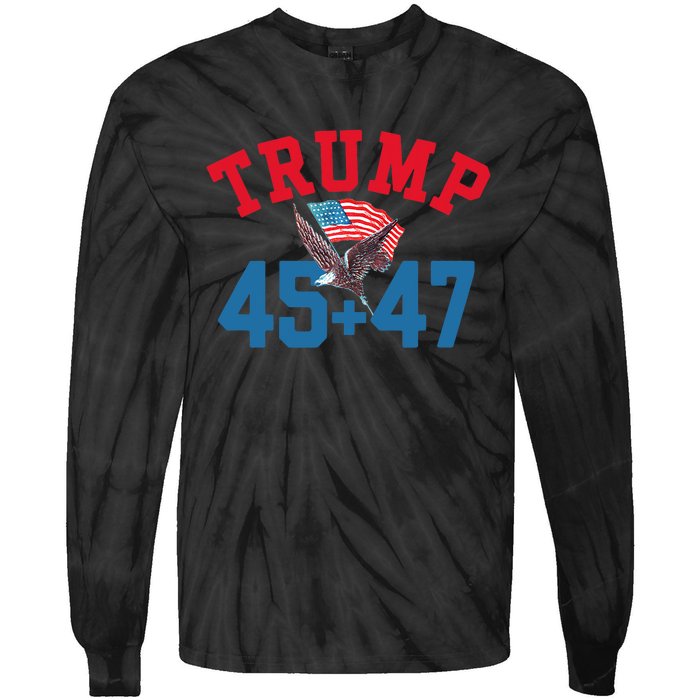 Patriotic Trump Won 45 And 47 Victory Winner Trump Wins Tie-Dye Long Sleeve Shirt