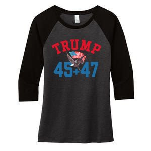 Patriotic Trump Won 45 And 47 Victory Winner Trump Wins Women's Tri-Blend 3/4-Sleeve Raglan Shirt