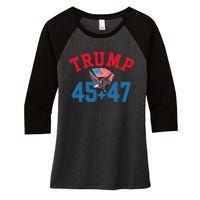 Patriotic Trump Won 45 And 47 Victory Winner Trump Wins Women's Tri-Blend 3/4-Sleeve Raglan Shirt