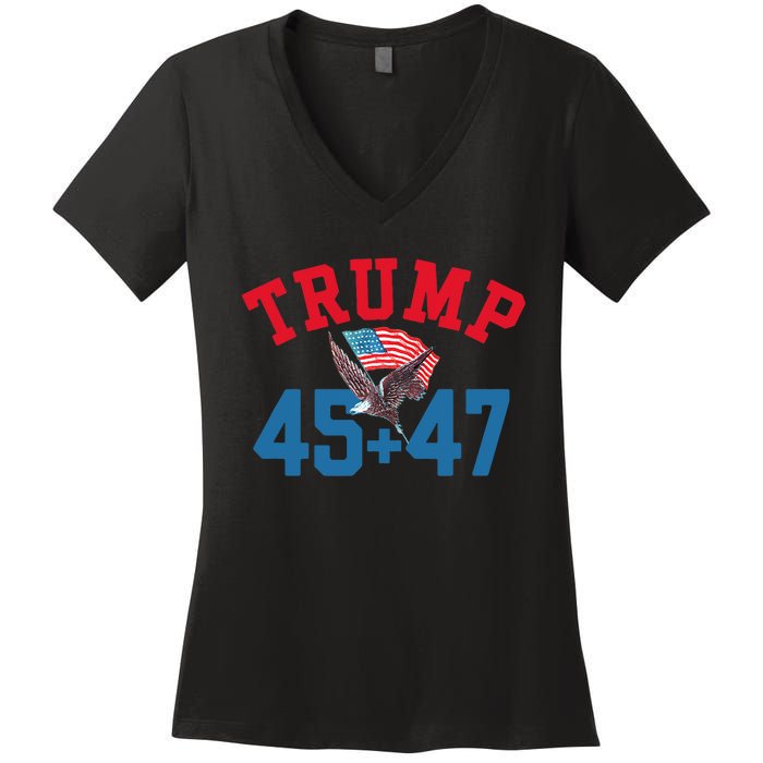 Patriotic Trump Won 45 And 47 Victory Winner Trump Wins Women's V-Neck T-Shirt