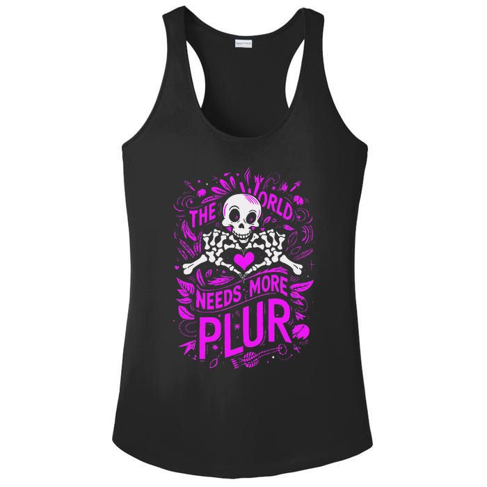 Plur The World Needs More Skeleton Heart Hands Ladies PosiCharge Competitor Racerback Tank