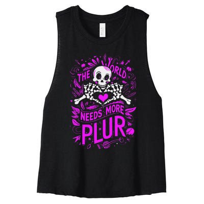 Plur The World Needs More Skeleton Heart Hands Women's Racerback Cropped Tank