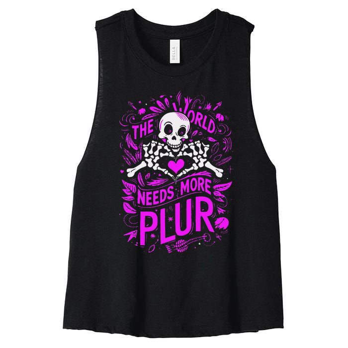 Plur The World Needs More Skeleton Heart Hands Women's Racerback Cropped Tank