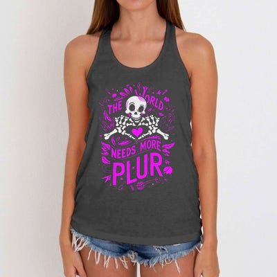 Plur The World Needs More Skeleton Heart Hands Women's Knotted Racerback Tank