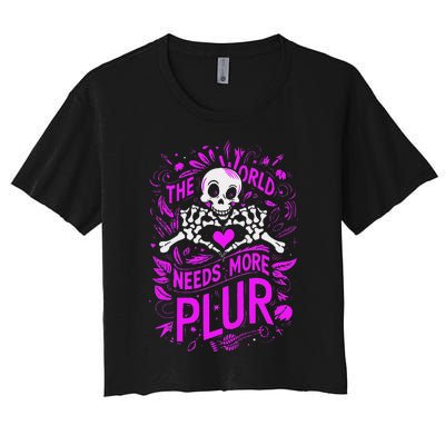 Plur The World Needs More Skeleton Heart Hands Women's Crop Top Tee