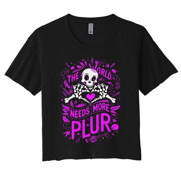 Plur The World Needs More Skeleton Heart Hands Women's Crop Top Tee