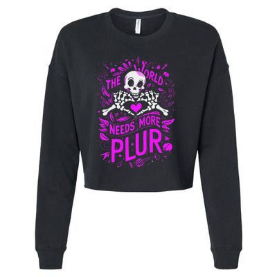 Plur The World Needs More Skeleton Heart Hands Cropped Pullover Crew