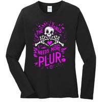 Plur The World Needs More Skeleton Heart Hands Ladies Long Sleeve Shirt