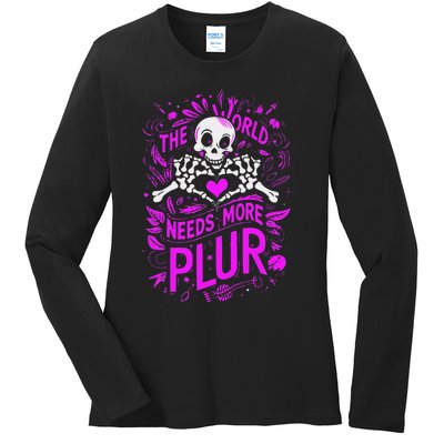 Plur The World Needs More Skeleton Heart Hands Ladies Long Sleeve Shirt