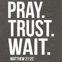 Pray Trust Wait Matthew 21:22 Scripture Christian Gift Cotton Canvas Backpack