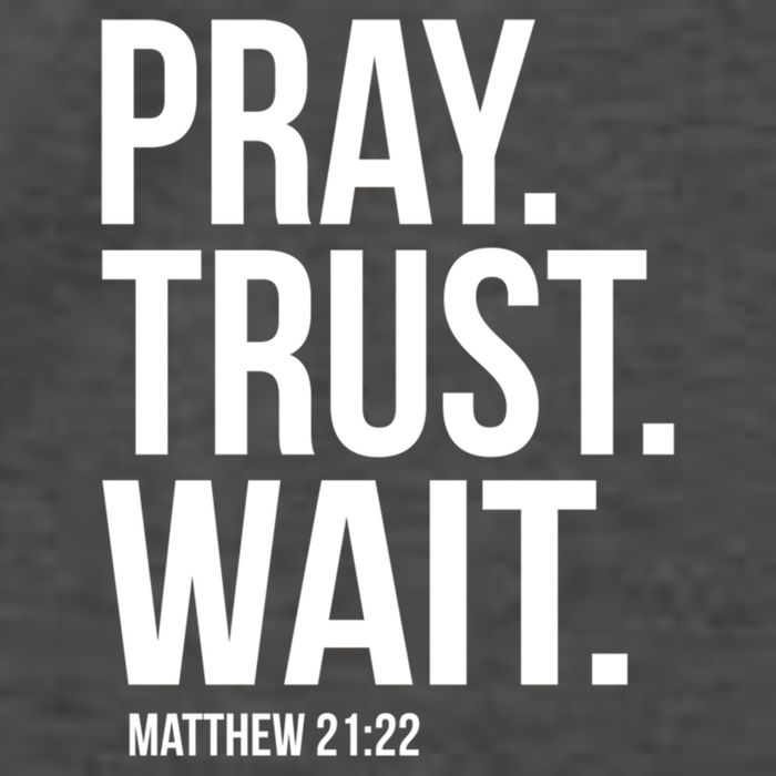 Pray Trust Wait Matthew 21:22 Scripture Christian Gift Vector Backpack