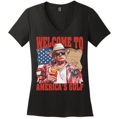 President Trump Welcome To AmericaS Gulf Mexico Women's V-Neck T-Shirt