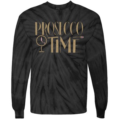 Prosecco Time Wo Parties Girl Night Out Cocktail Party Tie-Dye Long Sleeve Shirt