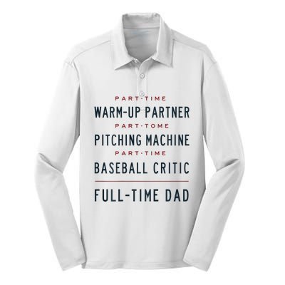 Part Time Warm Up Partner Pitching Baseball Full Time Dad Silk Touch Performance Long Sleeve Polo