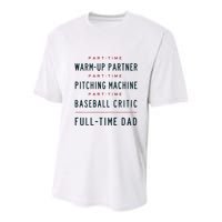 Part Time Warm Up Partner Pitching Baseball Full Time Dad Youth Performance Sprint T-Shirt