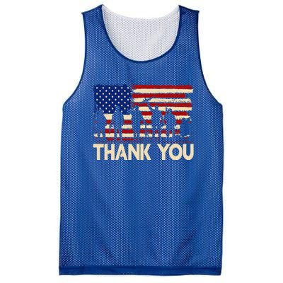 Patriotic Thank You Veterans Memorial Day Usa Mesh Reversible Basketball Jersey Tank