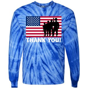 Patriotic Thank You Veterans Memorial Day Veterans Day Meaningful Gift Tie-Dye Long Sleeve Shirt