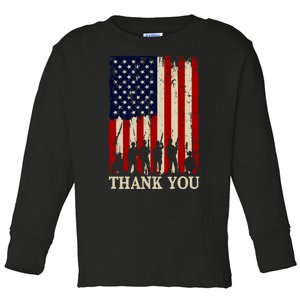 Patriotic Thank You Veterans Day American Flag Gifts Toddler Long Sleeve Shirt