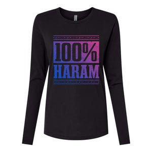 Prayer Unantastable 100% Haram Fasten Muslim Ramadan Gift Womens Cotton Relaxed Long Sleeve T-Shirt