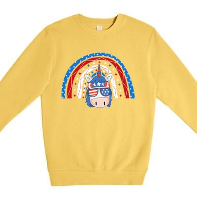 Patriotic Unicorn 4th Of July Rainbow Gift Premium Crewneck Sweatshirt