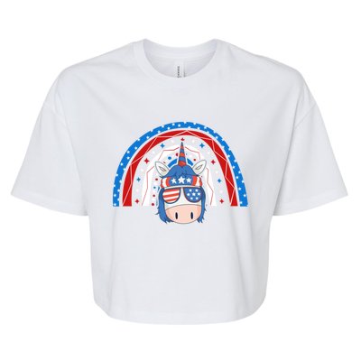 Patriotic Unicorn 4th Of July Rainbow Gift Bella+Canvas Jersey Crop Tee