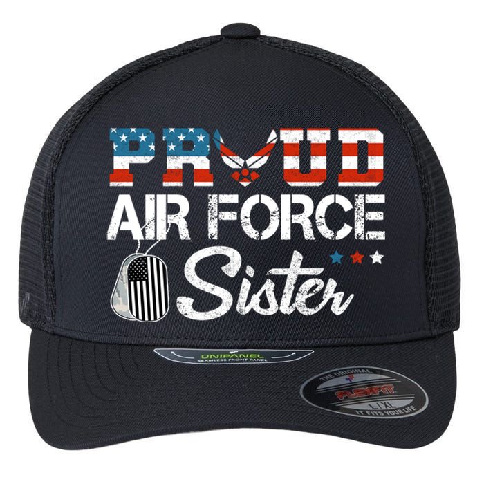 Proud US Air Force Sister Military Veteran Flexfit Unipanel Trucker Cap