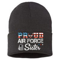 Proud US Air Force Sister Military Veteran Sustainable Knit Beanie