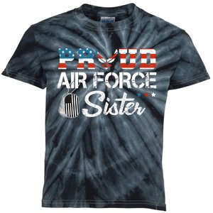 Proud US Air Force Sister Military Veteran Kids Tie-Dye T-Shirt