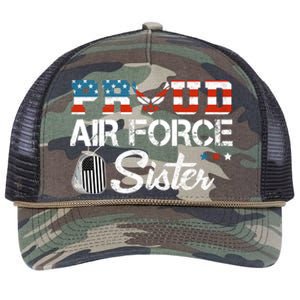 Proud US Air Force Sister Military Veteran Retro Rope Trucker Hat Cap