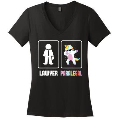 Paralegal Unicorn Attorney Assistant Law Firm Justice Women's V-Neck T-Shirt