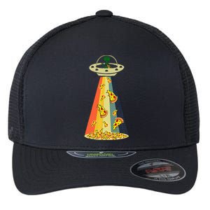 Pizza Ufo Alien Eating Pizza A Ufo Extraterrestrial Flexfit Unipanel Trucker Cap