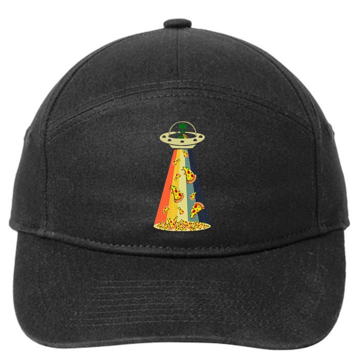 Pizza Ufo Alien Eating Pizza A Ufo Extraterrestrial 7-Panel Snapback Hat