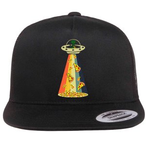 Pizza Ufo Alien Eating Pizza A Ufo Extraterrestrial Flat Bill Trucker Hat