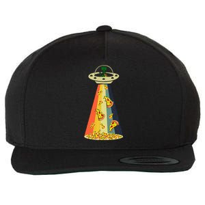 Pizza Ufo Alien Eating Pizza A Ufo Extraterrestrial Wool Snapback Cap