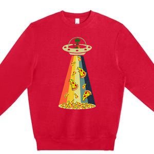 Pizza Ufo Alien Eating Pizza A Ufo Extraterrestrial Premium Crewneck Sweatshirt