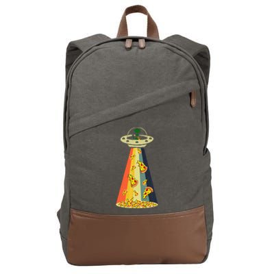 Pizza Ufo Alien Eating Pizza A Ufo Extraterrestrial Cotton Canvas Backpack