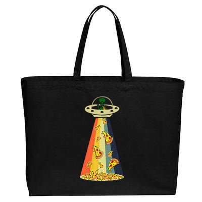 Pizza Ufo Alien Eating Pizza A Ufo Extraterrestrial Cotton Canvas Jumbo Tote