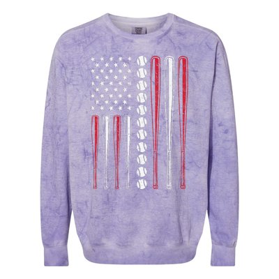 Patriotic US American Baseball Flag Vintage Colorblast Crewneck Sweatshirt