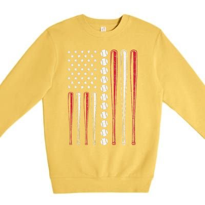 Patriotic US American Baseball Flag Vintage Premium Crewneck Sweatshirt