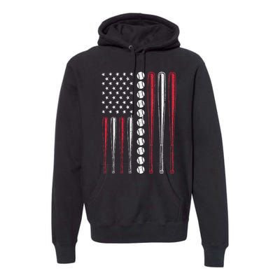 Patriotic US American Baseball Flag Vintage Premium Hoodie