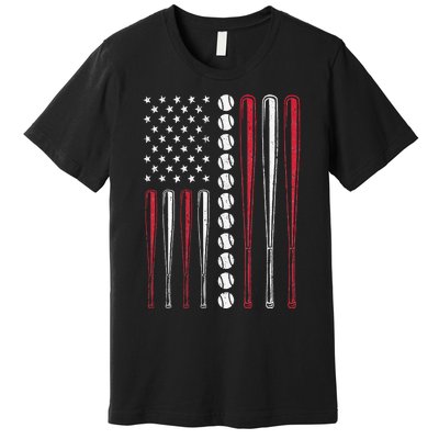 Patriotic US American Baseball Flag Vintage Premium T-Shirt