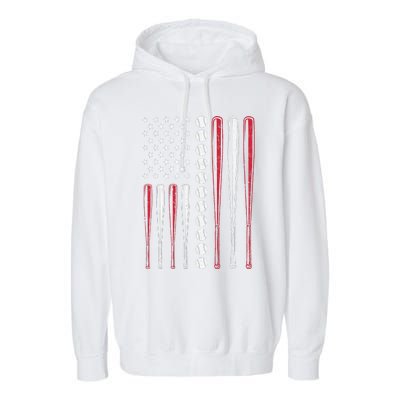 Patriotic US American Baseball Flag Vintage Garment-Dyed Fleece Hoodie