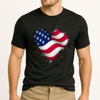 Patriotic Usa American Flag Heart Cooling Performance Crew T-Shirt