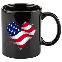 Patriotic Usa American Flag Heart 11oz C Handle Ceramic Mug