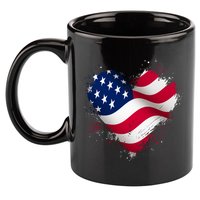 Patriotic Usa American Flag Heart 11oz C Handle Ceramic Mug