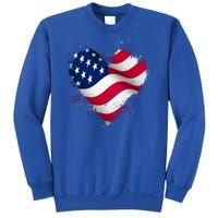 Patriotic Usa American Flag Heart Sweatshirt