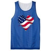 Patriotic Usa American Flag Heart Mesh Reversible Basketball Jersey Tank