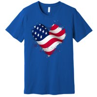 Patriotic Usa American Flag Heart Premium T-Shirt